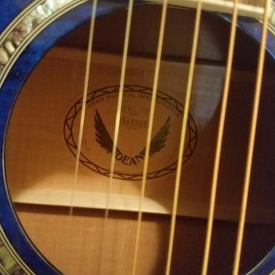 Lot-F10 Left Hand Blue Dean Acoustic Guitar w/ Case