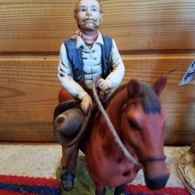Lot-A17 3 Pc Western American Porcelain Figurines Collection