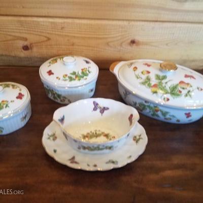 Lot-B22 4 Pc Mixed Serving Lot Strawberry Butterfly Ardalt Len Wilde China