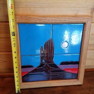 Lot-B69 4 Tile Dessert Night Tecolote SW Art Santa Fe Handpainted Dick Jupp