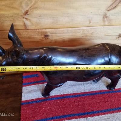 Lot-B36 Large Carved Ironwood Rhinoceros Figure