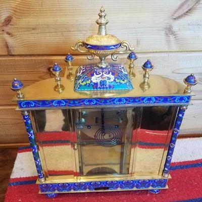 Lot-A15 Oriental Mantel Clock W/ Key People's Republic (Parts or Repair)