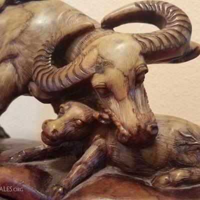 Lot-C13 Decorative Carved Stone Bull Statue