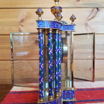 Lot-A15 Oriental Mantel Clock W/ Key People's Republic (Parts or Repair)