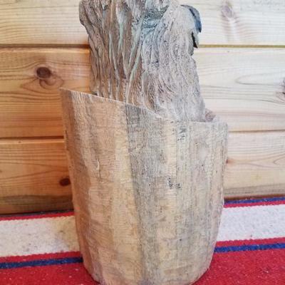 Lot-A24 Decorative Wood Carved Bear Stump #1