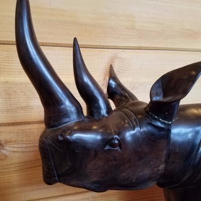 Lot-B36 Large Carved Ironwood Rhinoceros Figure