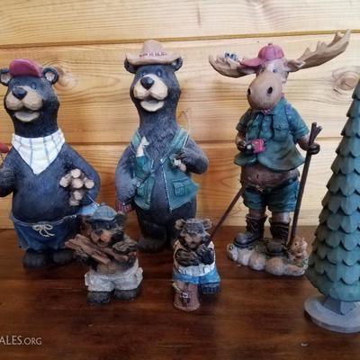 Lot-E5 Forest Creature Bear & Moose Lot Mixed DÃ©cor 6 Pc Collection