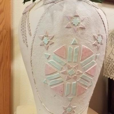 Lot-C4 Large Decorative Ceramic Flower Vase w/ Pedestal