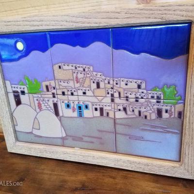Lot-B67 6 Tile Tecolote Southwest Art of Santa Fe Handpainted Design Dick Jupp