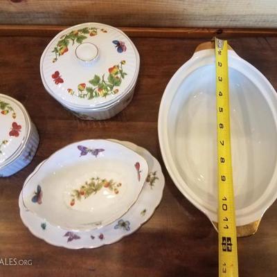 Lot-B22 4 Pc Mixed Serving Lot Strawberry Butterfly Ardalt Len Wilde China