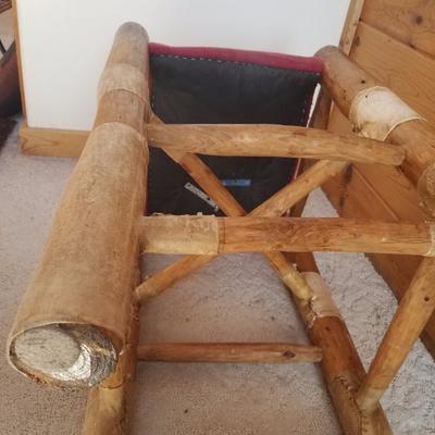Lot A2 Single Rustic Log Bar Stool Fabric Covered Bear Print