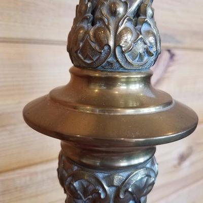 Lot-B47 Antique 3 Tier Solid Brass Footed Candle Holder Gothic Church