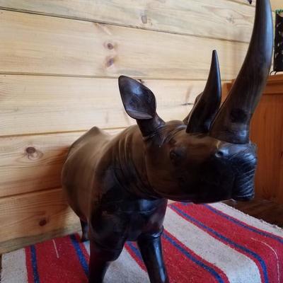 Lot-B36 Large Carved Ironwood Rhinoceros Figure