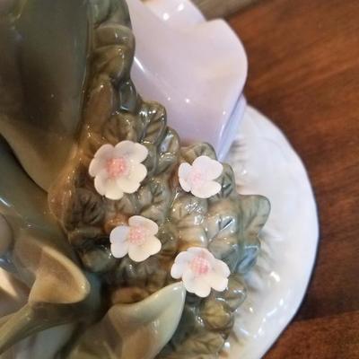 Lot-B70 12.5" Porcelain Angel w/ Flowers Decorative Painted Figurine 