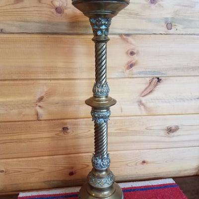 Lot-B47 Antique 3 Tier Solid Brass Footed Candle Holder Gothic Church