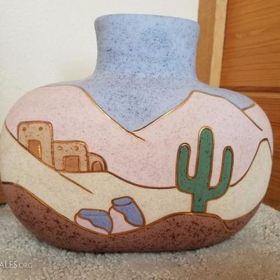 Lot-A5 3 Pc Southwest Pottery Collection Artist Signed Decorative Vases