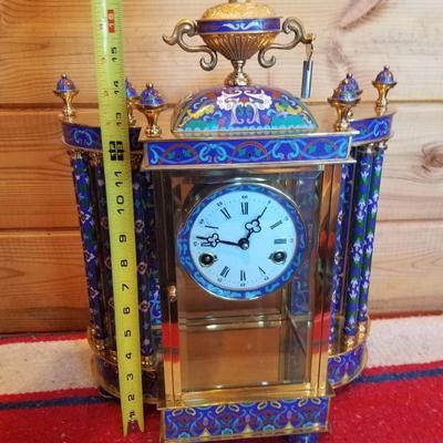Lot-A15 Oriental Mantel Clock W/ Key People's Republic (Parts or Repair)
