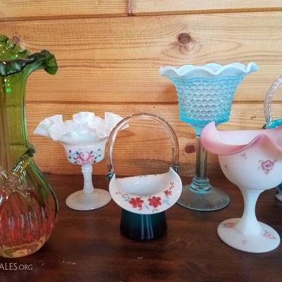 Lot-B20 11 Pc Assorted Fenton Glass Mixed Lot DÃ©cor 