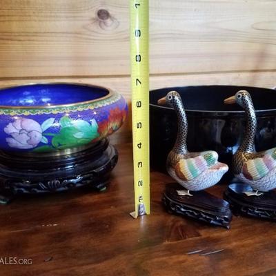 Lot-B61 9 Pc Cloissone DÃ©cor Oriental Asian Mixed Lot