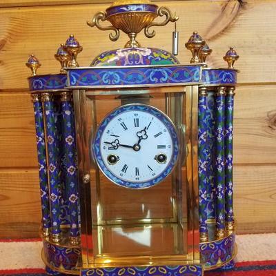 Lot-A15 Oriental Mantel Clock W/ Key People's Republic (Parts or Repair)
