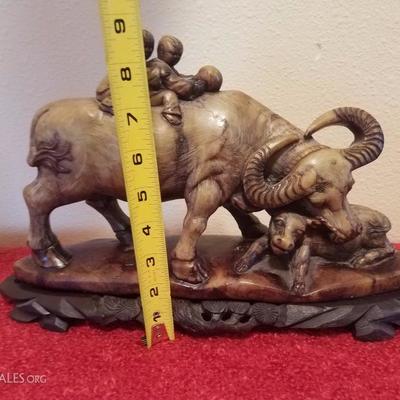 Lot-C13 Decorative Carved Stone Bull Statue