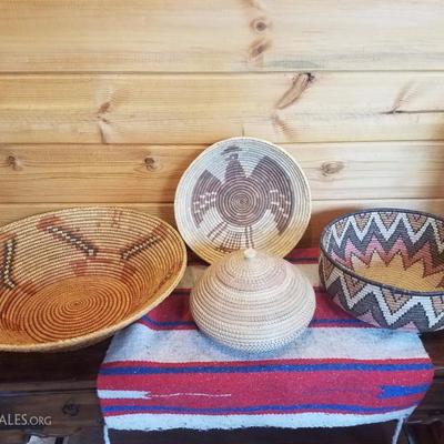 Lot-C18 Decorative Tribal Woven Basket Lot