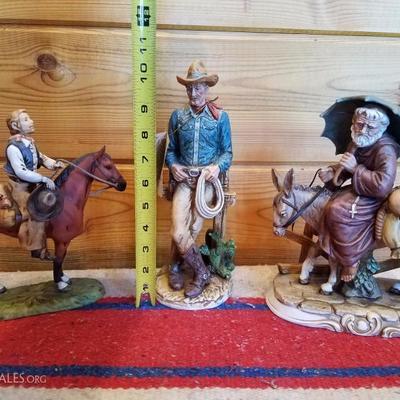 Lot-A17 3 Pc Western American Porcelain Figurines Collection
