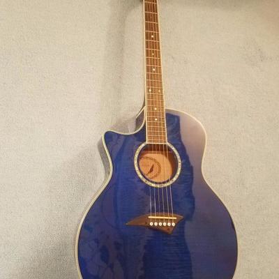 Lot-F10 Left Hand Blue Dean Acoustic Guitar w/ Case