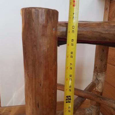 Lot A2 Single Rustic Log Bar Stool Fabric Covered Bear Print