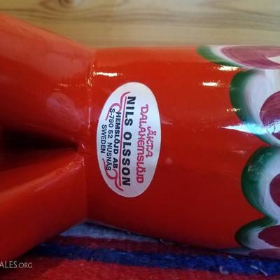 Lot-A22 DA NILS OLSSON Sweden Red/Orange Dala Wood Horse 17" Tall