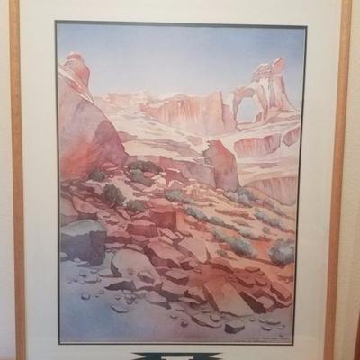 Lot-C10 Signed Jacqueline Peppard Matted & Framed  "Angel Arch" Watercolor