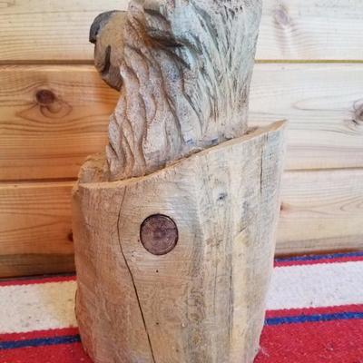 Lot-A24 Decorative Wood Carved Bear Stump #1
