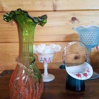 Lot-B20 11 Pc Assorted Fenton Glass Mixed Lot DÃ©cor 