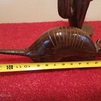 Lot-C15 2 Pc Carved Ironwood Figures Armadillo & Cactus