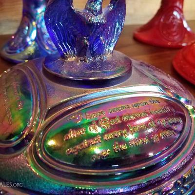 Lot-B63 Lot of 2 Fenton Glassware Candy Dish Bicentenial Bowls