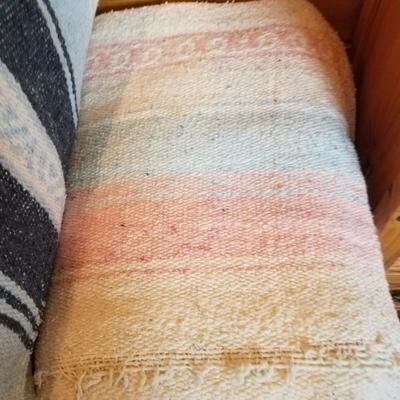 Lot-E4 Lot of 5 Mixed Multi-Colored Mexican Serape Woven Blankets