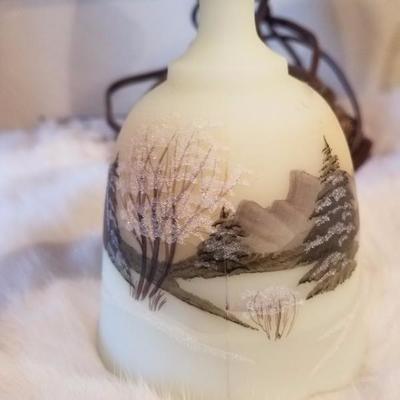 Lot-B44 Vintage Hand Painted Fenton Gone W/ the Wind Hurricane Lamp