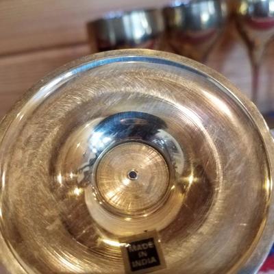 Lot-B7 8 Pc Brass Goblet Set Made in India 