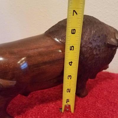Lot-C14 Carved Ironwood Buffalo Figure 