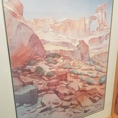 Lot-C10 Signed Jacqueline Peppard Matted & Framed  "Angel Arch" Watercolor