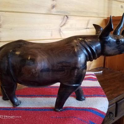Lot-B36 Large Carved Ironwood Rhinoceros Figure