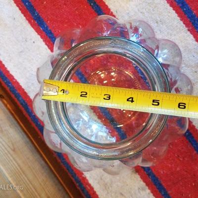 Lot-A13 Large Round Clear Glass Pot Belly Cookie Jar W/ Lid
