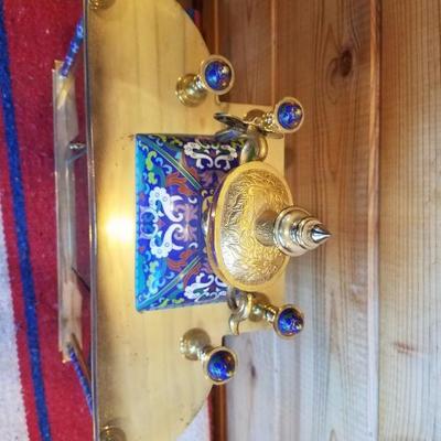 Lot-A15 Oriental Mantel Clock W/ Key People's Republic (Parts or Repair)
