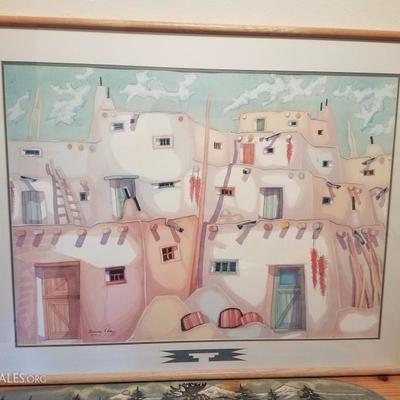 Lot-C11 "Taos Doors" by Katalin Ehling Artist Signed Watercolor 39.5x30.5