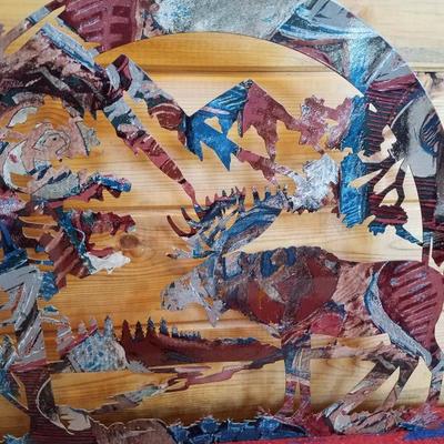 Lot-B11 Single Laser Cut Woodland Wall Hanger Moose Art