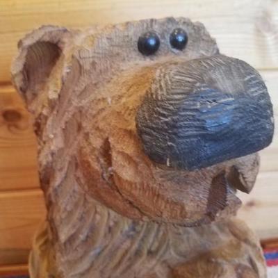 Lot-A25 Decorative Wood Carved Bear Stump #2