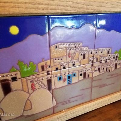 Lot-B67 6 Tile Tecolote Southwest Art of Santa Fe Handpainted Design Dick Jupp