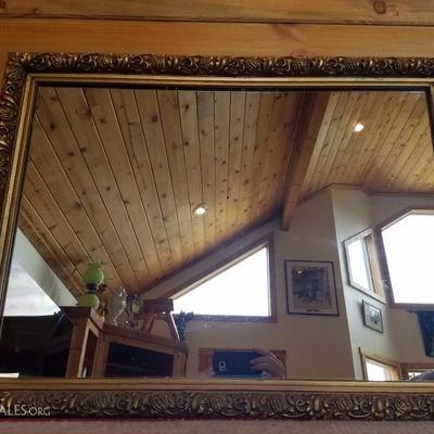 Lot-E10 Vintage Regency Hand Carved Wooden Framed Mirror