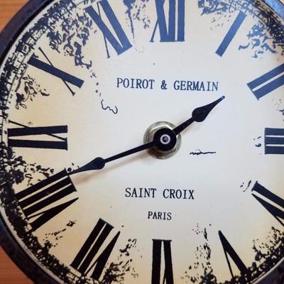 Lot-B40 Poirot & Germain Saint Croix Paris  Twisted Metal Table Clock