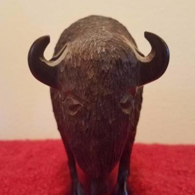 Lot-C14 Carved Ironwood Buffalo Figure 